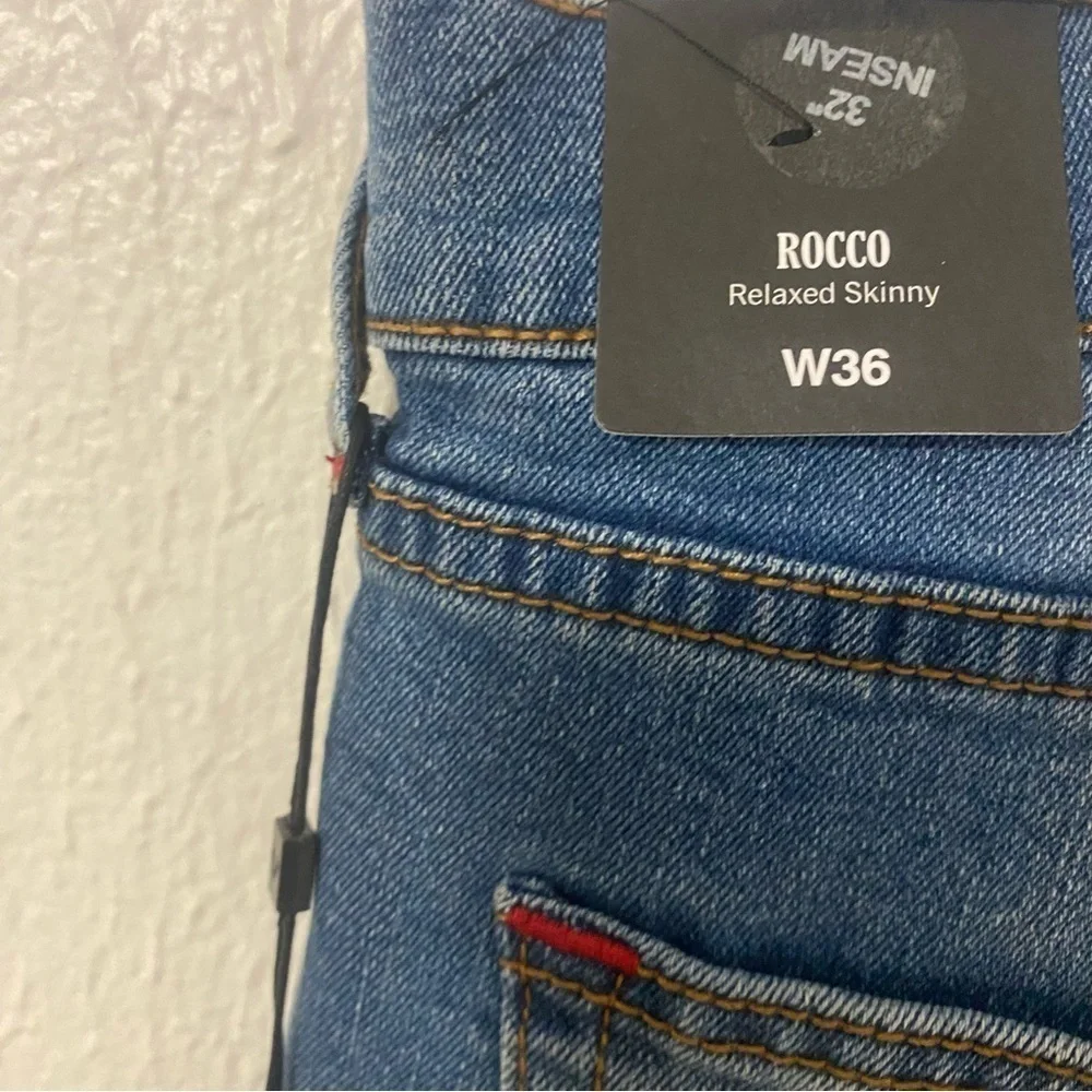 True Religion Rocco Moto Relaxed Skinny Jeans Med Sunkiss Wash W36 x L32 NWT